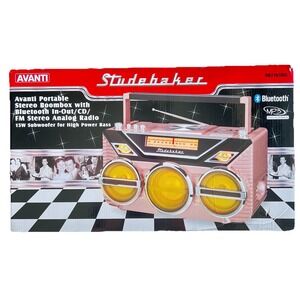 NEW Studebaker Retro Stereo‎ Boombox SB2165RG Avanti Rose Gold Bluetooth MP3